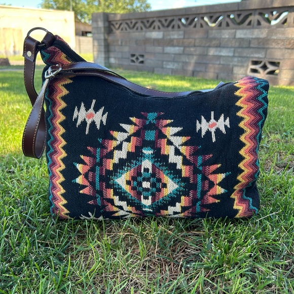 Western Bohemian Black Patterned Cotton Shoulder Bag NWT - Picture 6 of 7